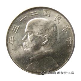 钱币中华民国二十三年 孙中山像帆船 壹圆